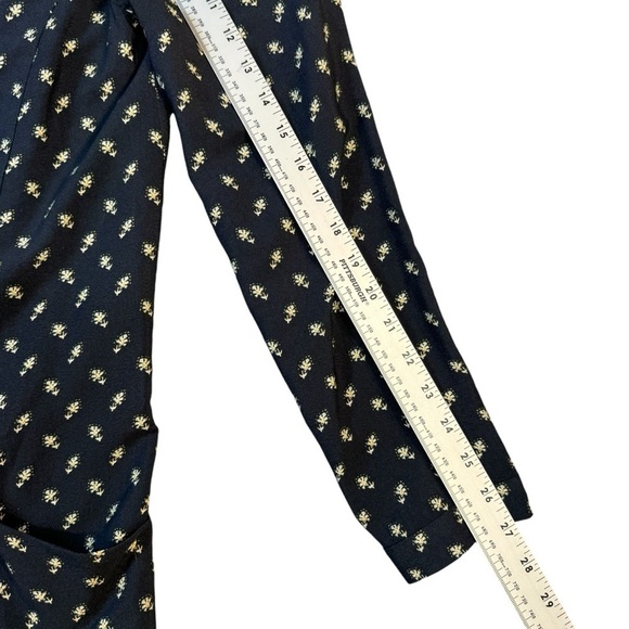 Garnet Hill Navy Blue Floral Crepe Drop Waist Dress Womens Size 6 - Picture 6 of 7